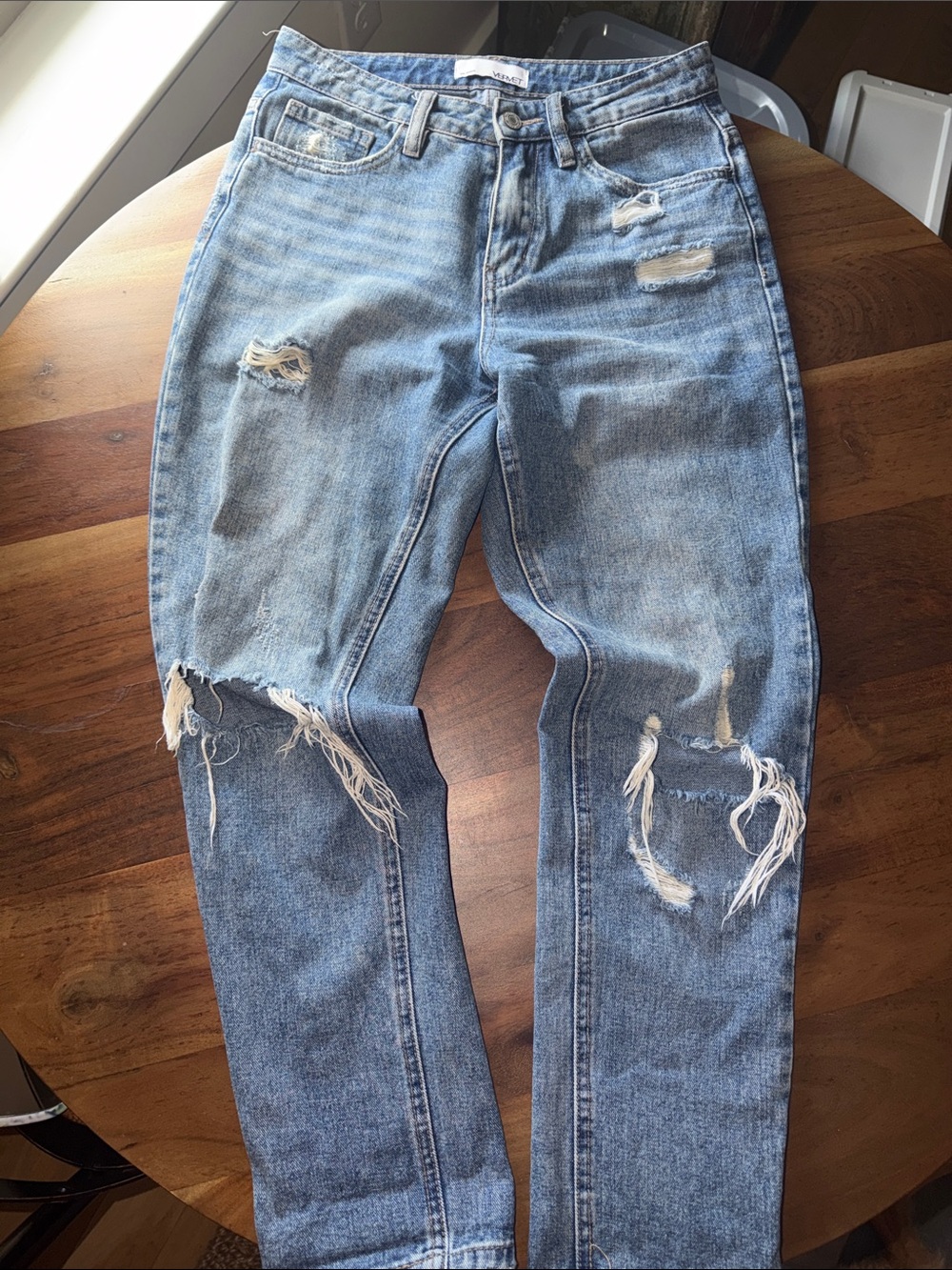 Women’s Light Blue Distressed Boyfriend Jeans